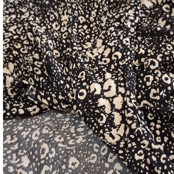 ZARA TRF Collection Shirt Women's XL Black Cream Spotted Rolled Faux Wrap Blouse - Picture 4 of 8